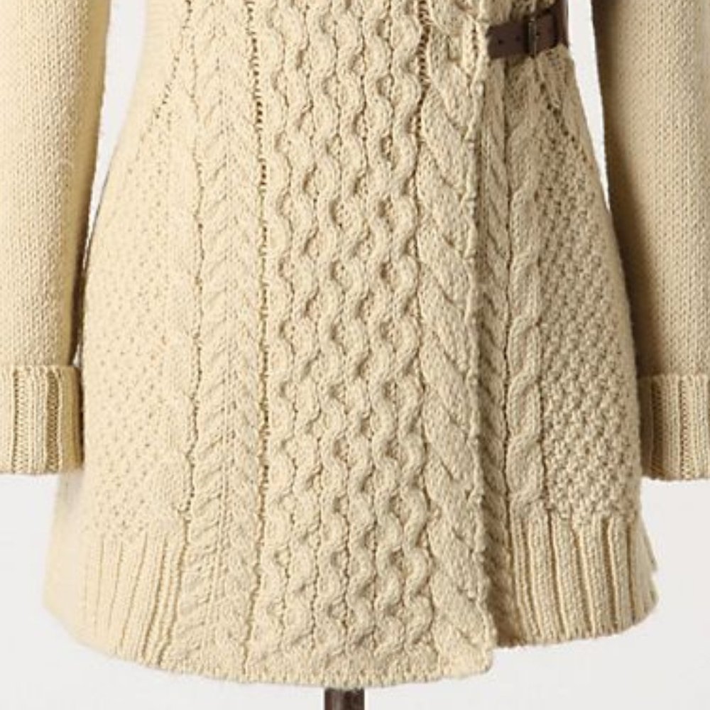 anthro angel of the north blanched & buckled cardi - Picture 3 of 8